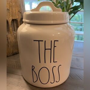 Rae Dunn 'The Boss' White Ceramic Lidded Canister